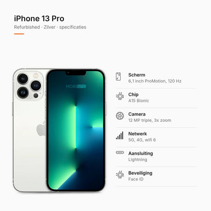 Refurbished iPhone 13 Pro Zilver, specificaties