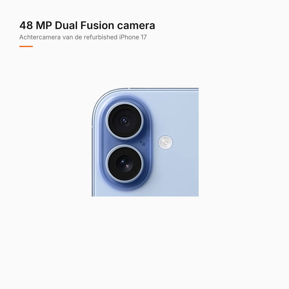 Refurbished iPhone 17 Nevelblauw, achtercamera