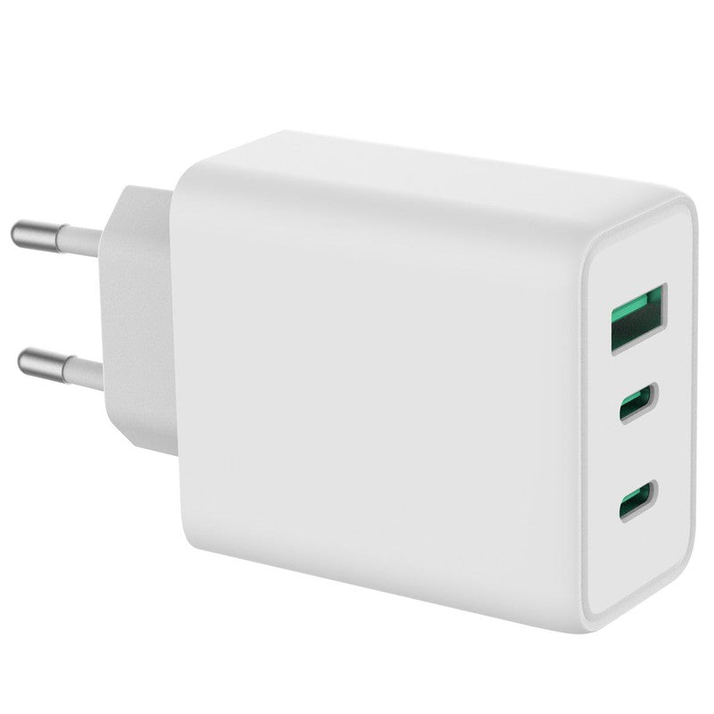 Power Pro GaN Ultra Fast Wall Charger - Oplader 2x USB-C & USB aansluiting - Snellader - Power Delivery - 65W - Wit