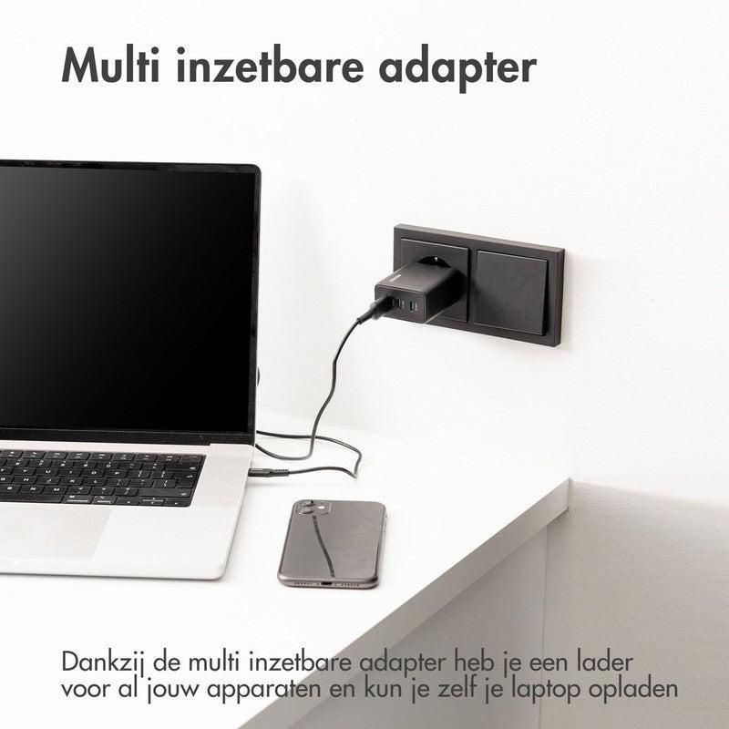 Power Pro GaN Ultra Fast Wall Charger - Oplader 2x USB-C & USB aansluiting - Snellader - Power Delivery - 65W - Zwart