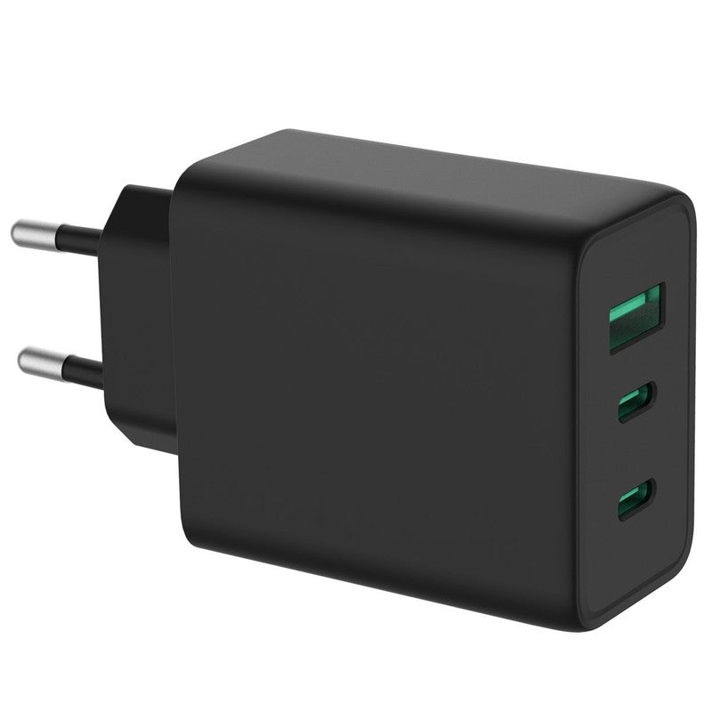 Power Pro GaN Ultra Fast Wall Charger - Oplader 2x USB-C & USB aansluiting - Snellader - Power Delivery - 65W - Zwart