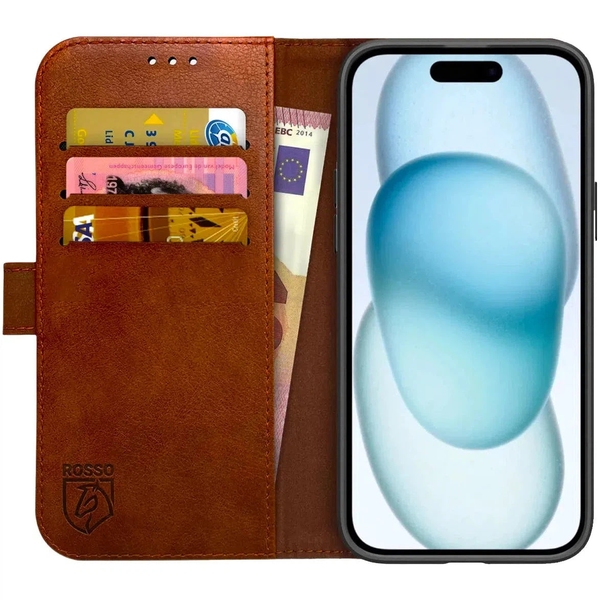 Premium Apple iPhone 15 Plus Hoesje Book Case Wallet - Bruin