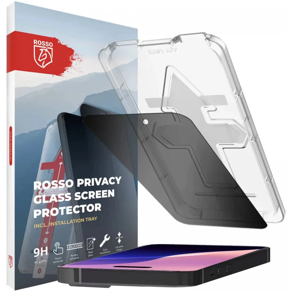 Rosso Apple iPhone 16 Pro Max Privacy Glass met Installatietray