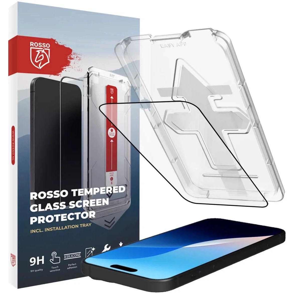 Rosso Apple iPhone 16 Plus Tempered Glass met Installatietray