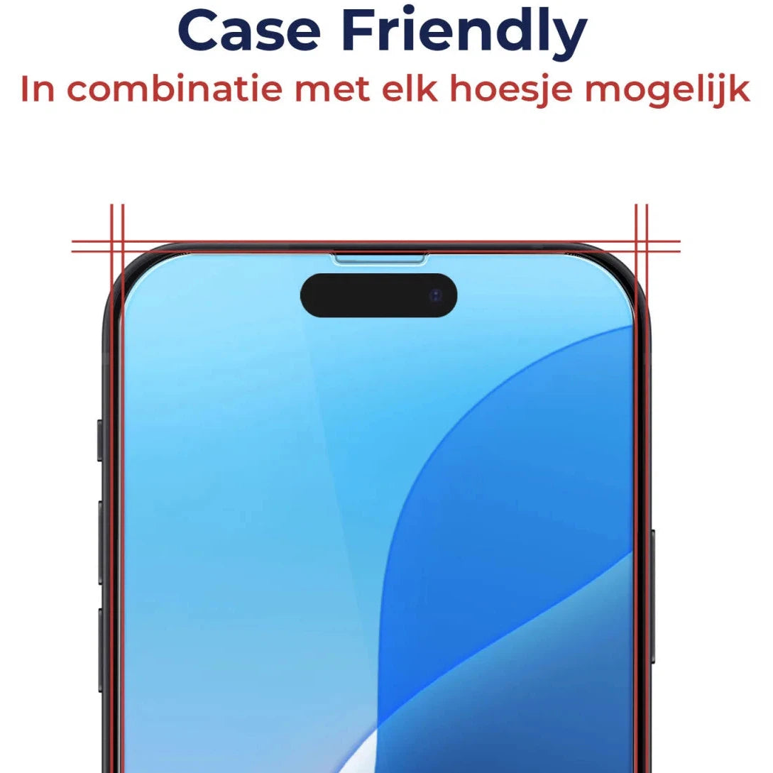 Rosso Apple iPhone 16 Tempered Glass met Installatietray