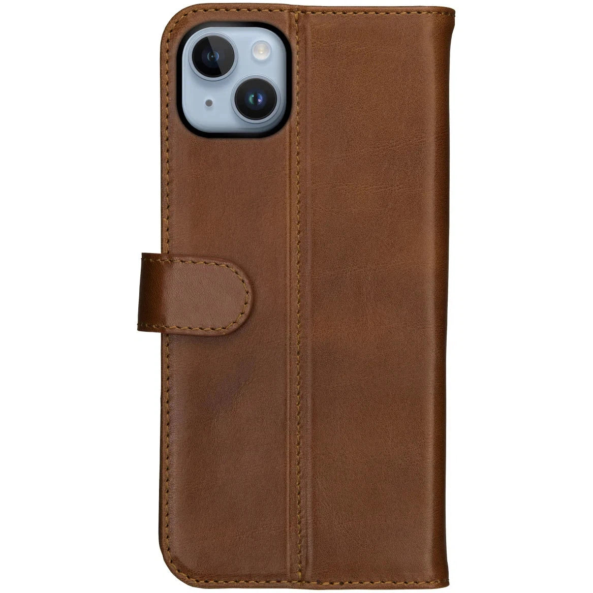 Deluxe Apple iPhone 15 Hoesje Echt Leer Book Case - Bruin