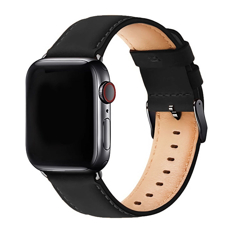 Echt Leer Apple Watch Band - Zwart