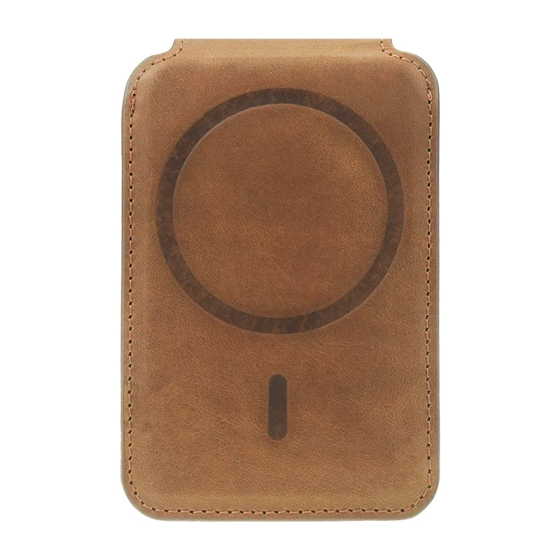 Genuine Leather MagSafe Card Holder - Brown