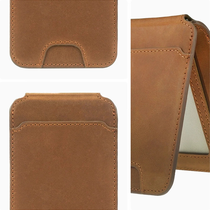 Genuine Leather MagSafe Card Holder - Brown