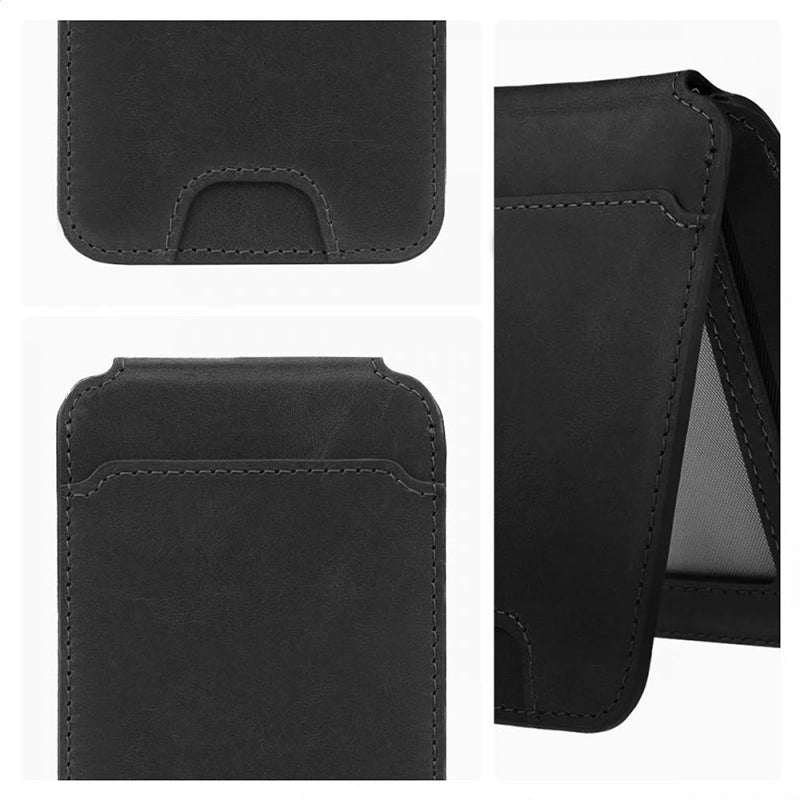 Genuine Leather MagSafe Card Holder - Black