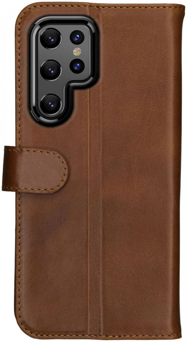 Deluxe Samsung Galaxy S22 Ultra Hoesje Wallet Case Leer Bruin