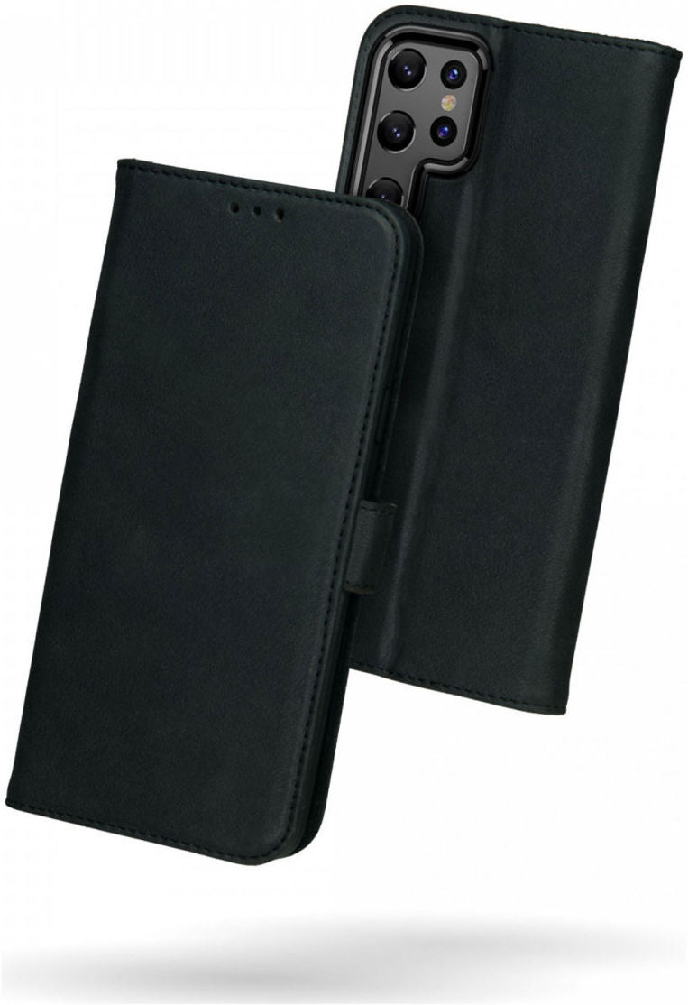 Deluxe Samsung Galaxy S22 Ultra Hoesje Wallet Case Leer Zwart