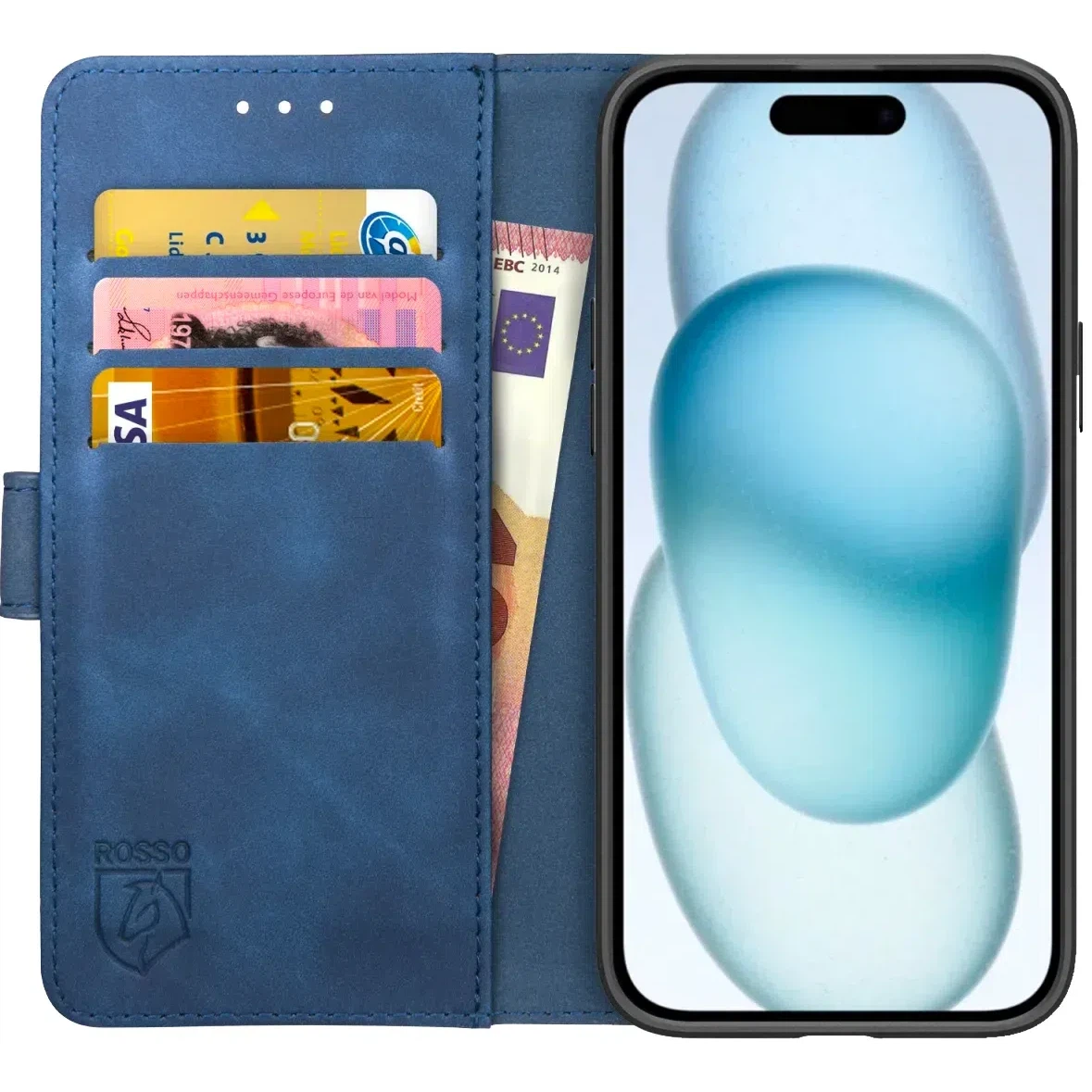 Premium Apple iPhone 15 Hoesje Book Case Wallet - Blauw