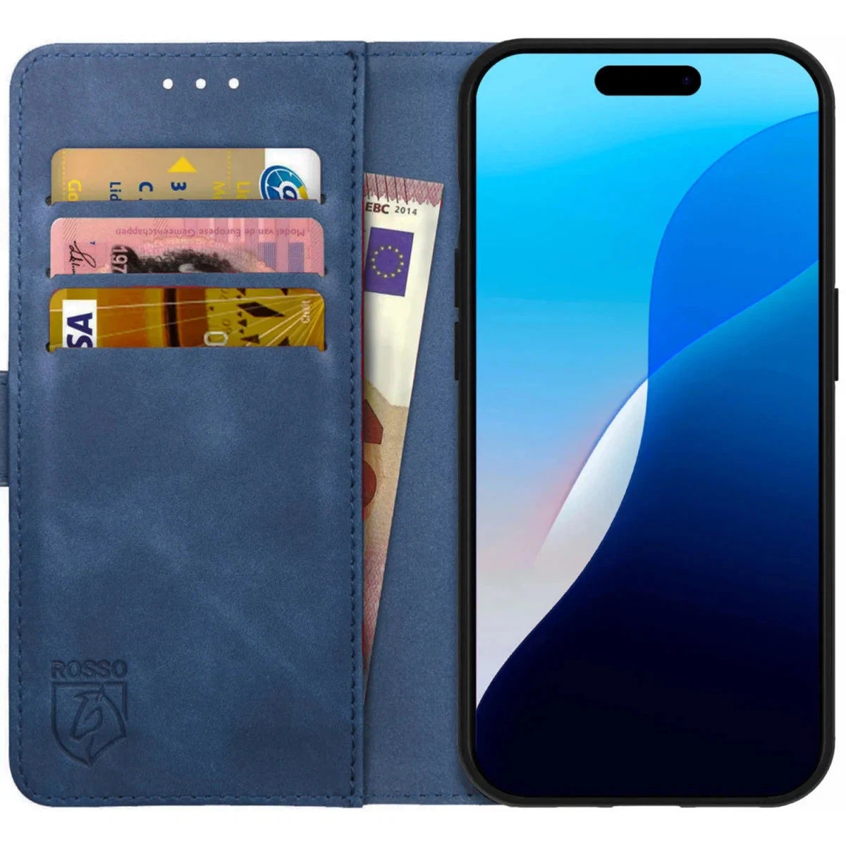 Rosso Element Apple iPhone 16 Hoesje Book Case Wallet Blauw