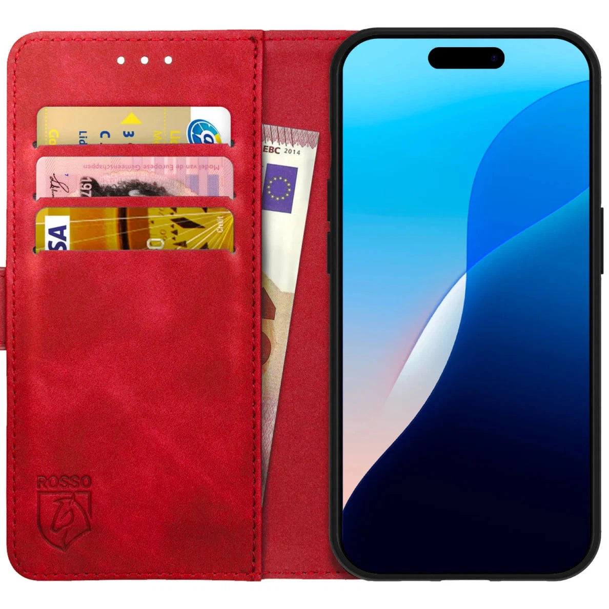 Rosso Element Apple iPhone 16 Hoesje Book Case Wallet Rood