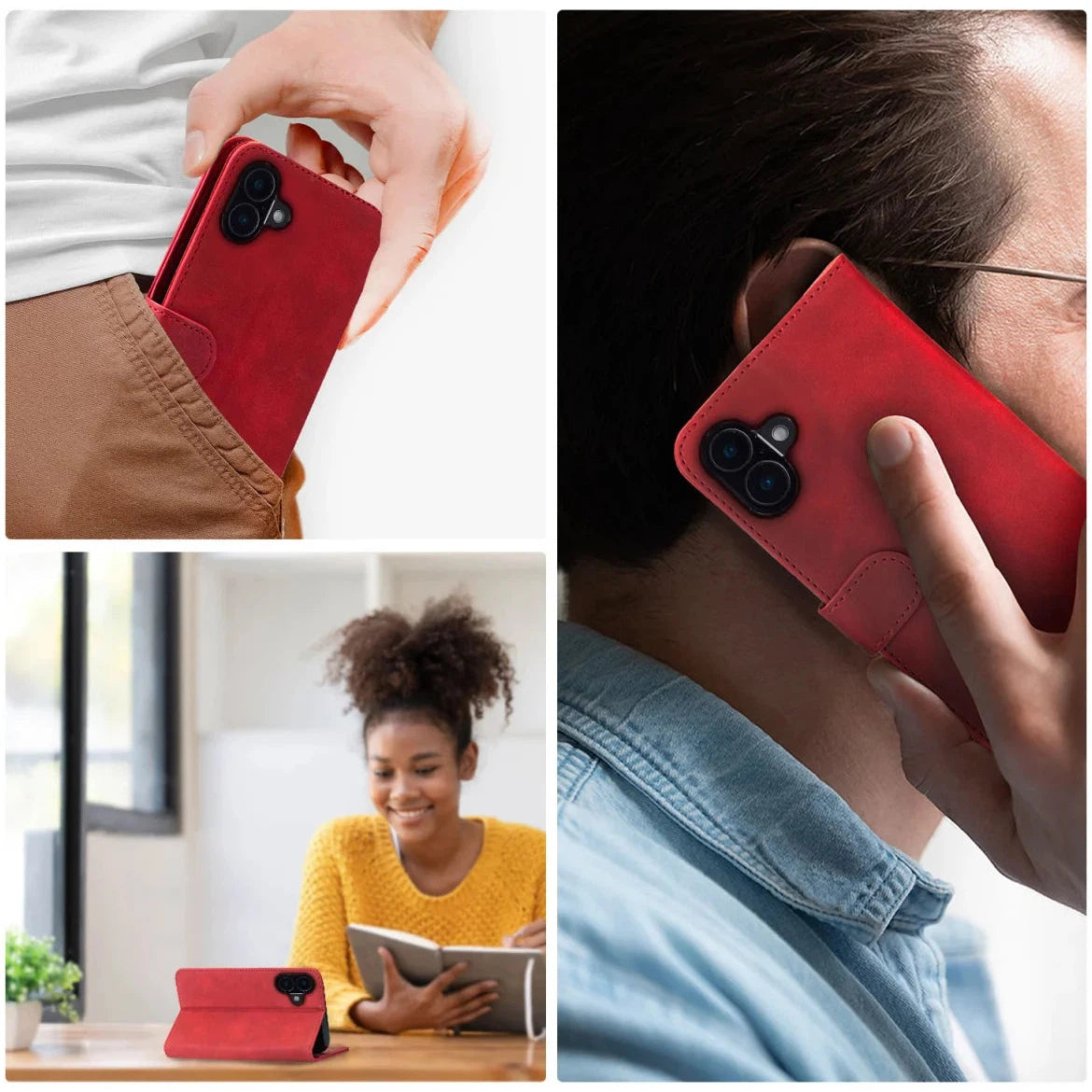 Rosso Element Apple iPhone 16 Hoesje Book Case Wallet Rood