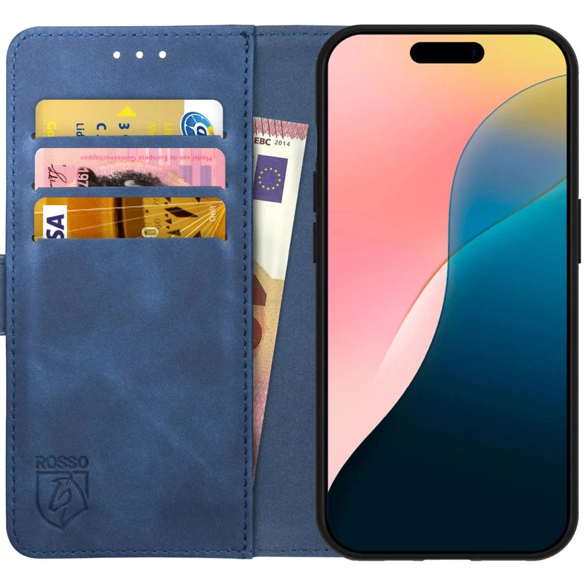 Rosso Element Apple iPhone 16 Plus Hoesje Book Case Wallet Blauw