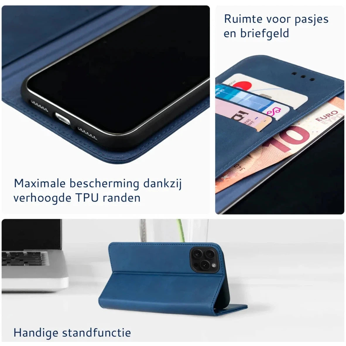 Rosso Element Apple iPhone 16 Pro Max Hoesje Book Case Wallet Blauw