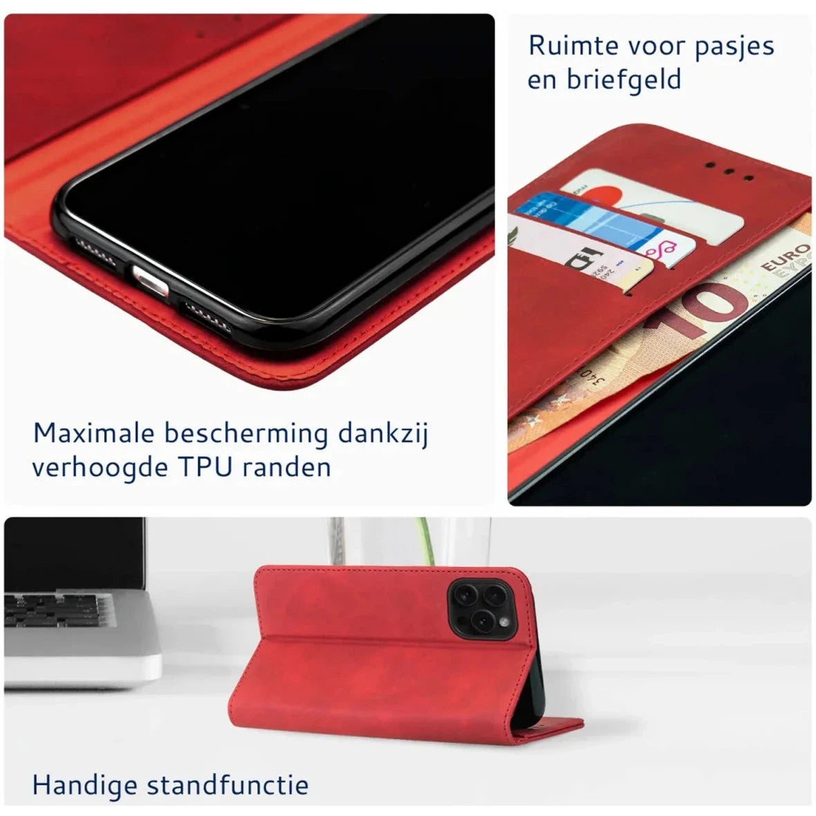 Rosso Element Apple iPhone 16 Pro Hoesje Book Case Wallet Rood