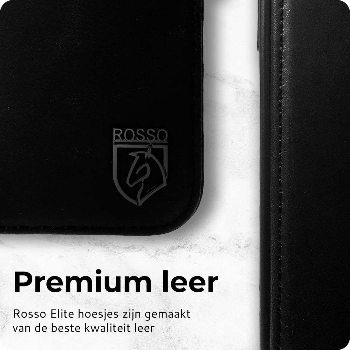 Rosso Elite Apple iPhone 16 Plus Hoesje MagSafe Book Case Echt Leer Zwart