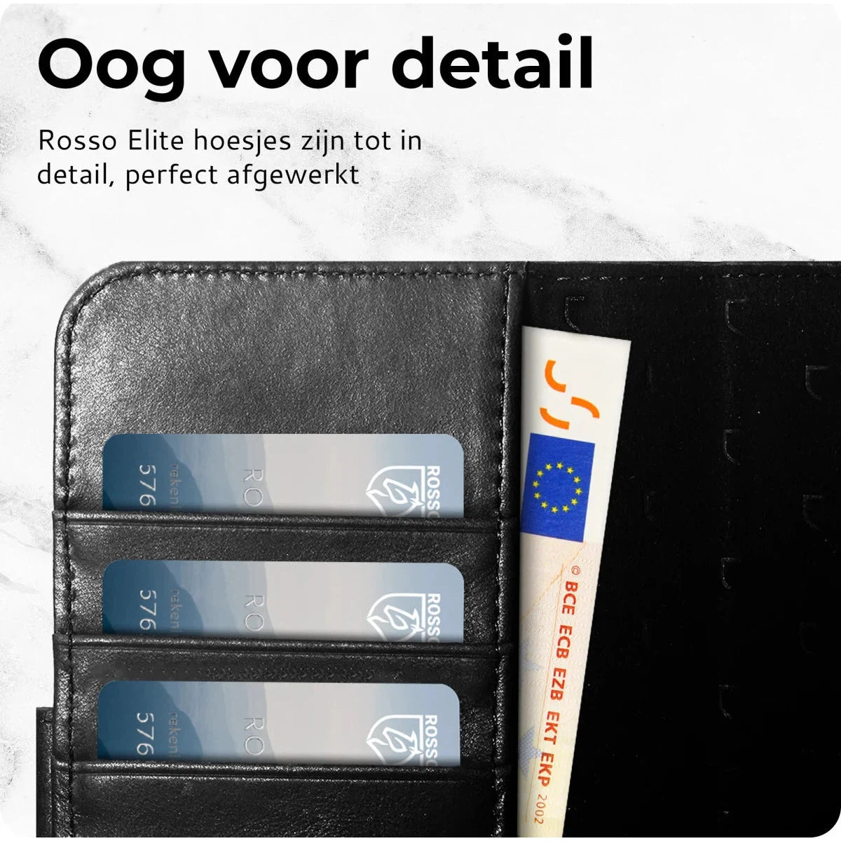 Rosso Elite iPhone 16 Pro Max Hoesje MagSafe Book Case Echt Leer Zwart