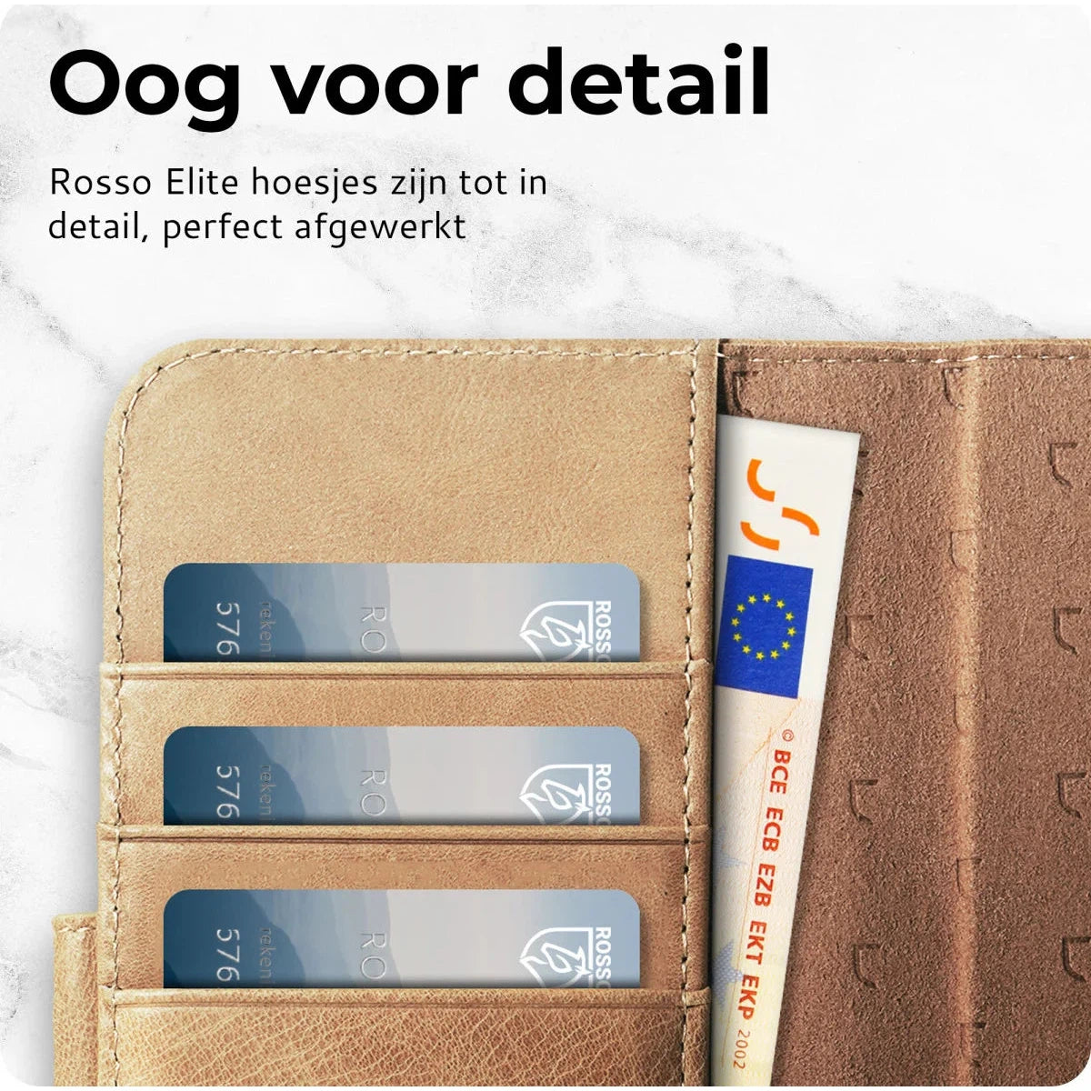 Luxueuze Elite iPhone 15 Hoesje MagSafe Book Case Echt Leer - Lichtbruin