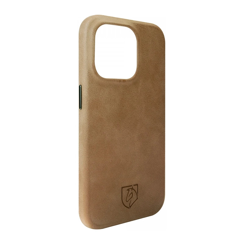 Stylish Genuine Leather Back Cover with MagSafe - Light Brown