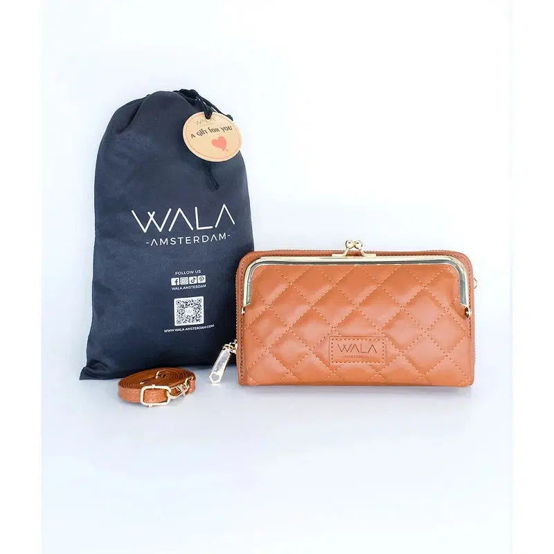 WALA AMSTERDAM® Julia Vegan Lederen Telefoontasje Crossbody - Bruin