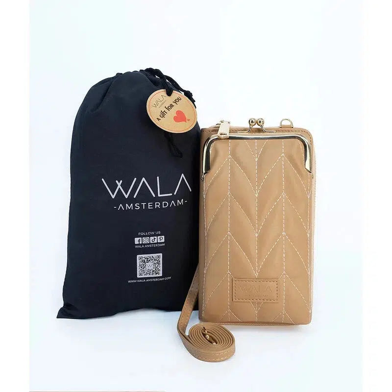 WALA AMSTERDAM® Vegan Lederen Telefoontasje Crossbody - Khaki