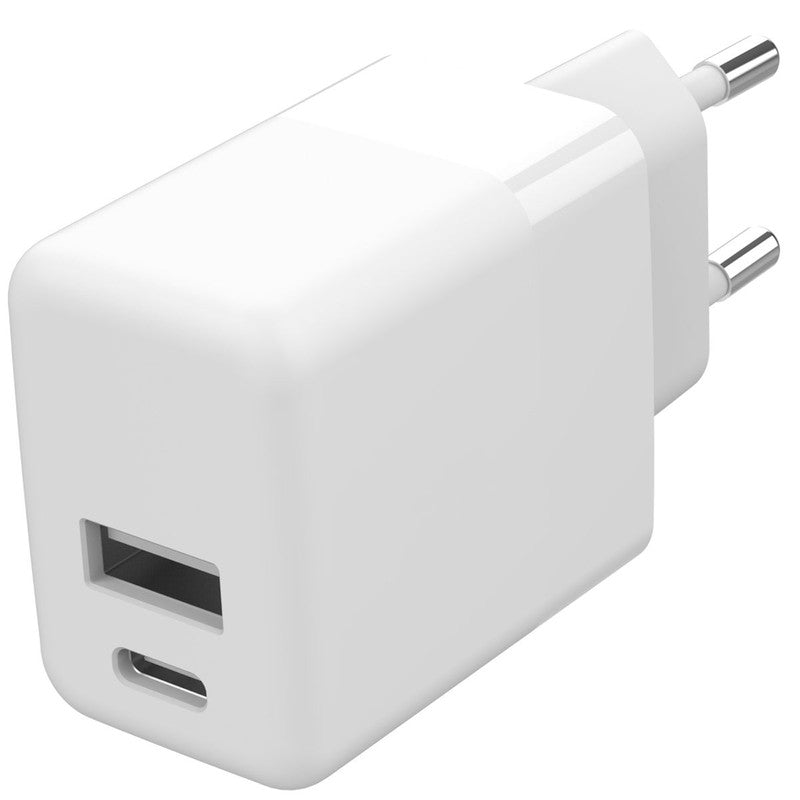 Wall Charger - Oplader - USB-C en USB aansluiting - Power Delivery - 20 Watt - Wit